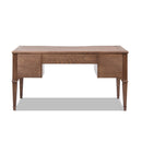 Dauphin Gold Accent 5-Drawer Wood Executive Desk Brown Ash Wood & Veneer