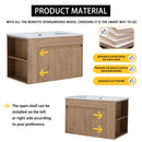 Modern Wall Mounted Bathroom Vanity With Sink And Storage Rack Soft Close Doors Plywood - Imitative Oak by Unique Piece Furniture
