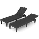 Outdoor PP Chaise Lounge Chairs Set of 2 with 4-Position Adjustable Backrests by LJGDeals