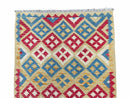 3x5 Kilim Rug Multicolor Tribal Kilim Rug 3 x 5 Tan Light Blue Red Beige New Turkish Anatolian Wool Kilim Flatweave Rug