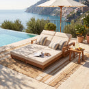 Double Acacia Wood Chaise Lounge Set
