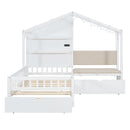 House Bed With Upholstered Sofa, Wireless Charging Station, Shelves And 2 Drawers by HouseOfZazla
