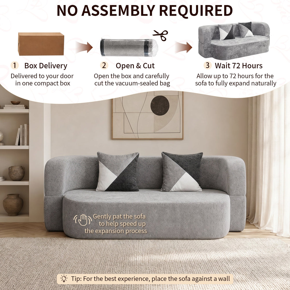 Eggshell Sofa Bed - Convertible Boneless Couch, photo 6 of 10
