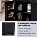 Kitchen Cart with Rubber wood Drop-Leaf Countertop ,Cabinet door internal storage racks,Kitchen Island on 5 Wheels with Storage Cabinet and 3 Drawers for Dinning Room, Black by Montret