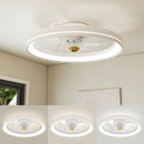 19 Inch Ceiling Fan Low Profile Flush Mount Fan with 3000-6500K Dimmable LED-White by LJGDeals