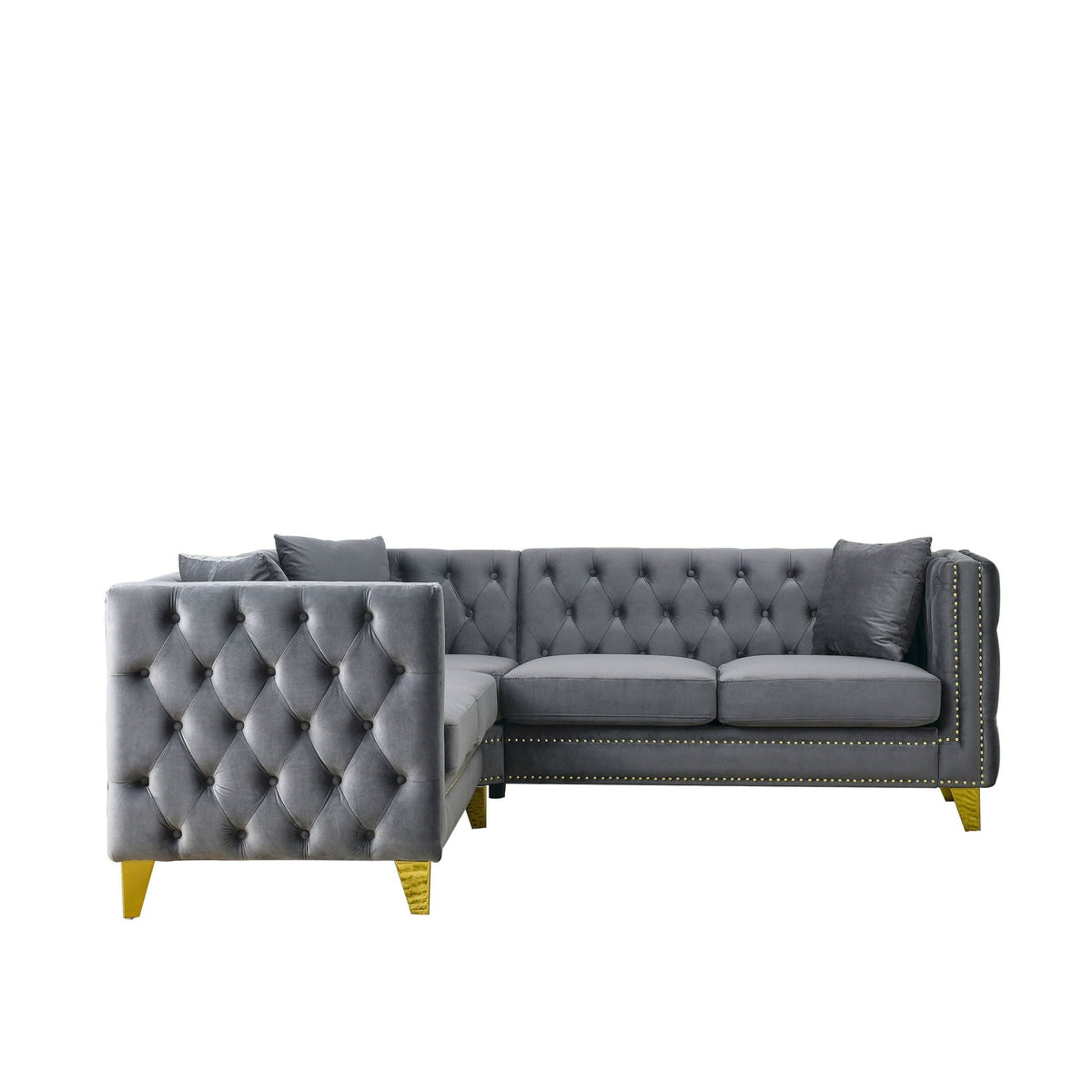 L-Shaped Corner Sofa, 5 Seater Sectional With Tufted Design, photo 13 of 23