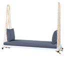 TOPMAX Patio Wooden Swing Chair with Cushion & Pillows