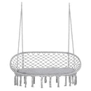 2-Person Hammock Chair Macrame Swing with Soft Cushion, Hanging Cotton Rope Chair for Indoor Outdoor Home Patio Backyard, Grey