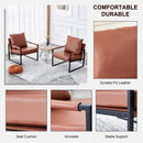 2-piece set of sofa chairs. PU leather armchair Modern metal frame upholstered armchair Super thick upholstered backrest and cushion Living room sofa chair (brown PU leather+metal frame+foam) SF-008
