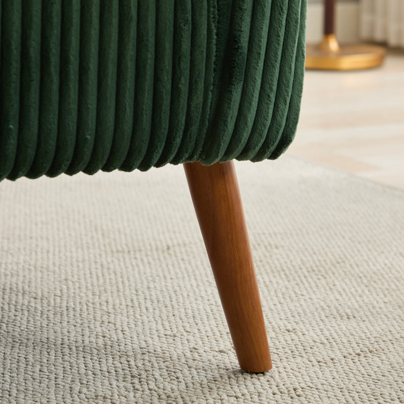 50.78'W Modern Loveseat Couch Sofa, Corduroy Fabric Upholstered 2-Seat Sofa with Wooden Walnut Legs for Small Space Office Studio Apartment Bedroom, Green