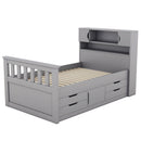 Captain Platform Bed Frame With Storage Bookcases, Shelves, And 4 Drawers by HouseOfZazla