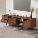78" TV Stand For TVs Up To 85" Entertainment Center With Deep Drawers & Cable Management, Soft Closing Hinges - Walnut by HouseOfZazla