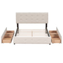 Upholstered Platform Bed With Classic Headboard And Drawers, No Box Spring Needed by Unique Piece Furniture