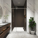 44-48"W x 74"H Pivot Shower Door with Brushed Nickel Finish by HouseOfZazla