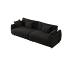 86.6 inch teddy fleece black sofa with four throw pillows hardware feet can be placed in the apartment bedroom to sit comfortably without taking up space