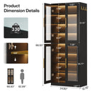 Bookcase With Doors And LED Lighting, 8 Adjustable Shelves Storage Cabinet by HouseOfZazla