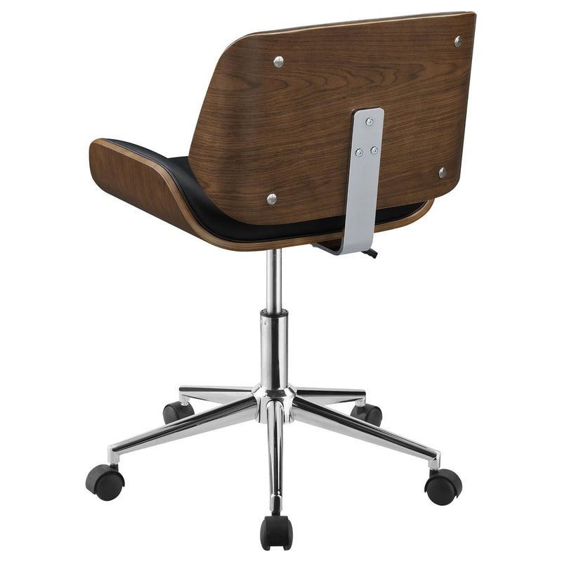 Walker Edison | Faux Leather with Wood Swivel Office Chair