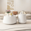 Light Sintered Stone Top Cup Shape Leather Coffee Table