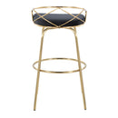 Charlotte - Glam Glam / Art Deco Fixed Height Barstool With Swivel With Round Footrest (Set of 2)