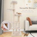 74 Inches Tall Wooden Cat Tower Tree with 2-Story Cat Condo and Washable Cushions-Natural by LJGDeals