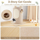 74 Inches Tall Wooden Cat Tower Tree with 2-Story Cat Condo and Washable Cushions-Natural by LJGDeals