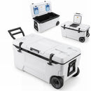 74 Quart Rolling Cooler with Wheels and Fish Ruler by LJGDeals