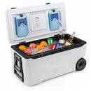 74 Quart Rolling Cooler with Wheels and Fish Ruler by LJGDeals