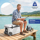 74 Quart Rolling Cooler with Wheels and Fish Ruler by LJGDeals