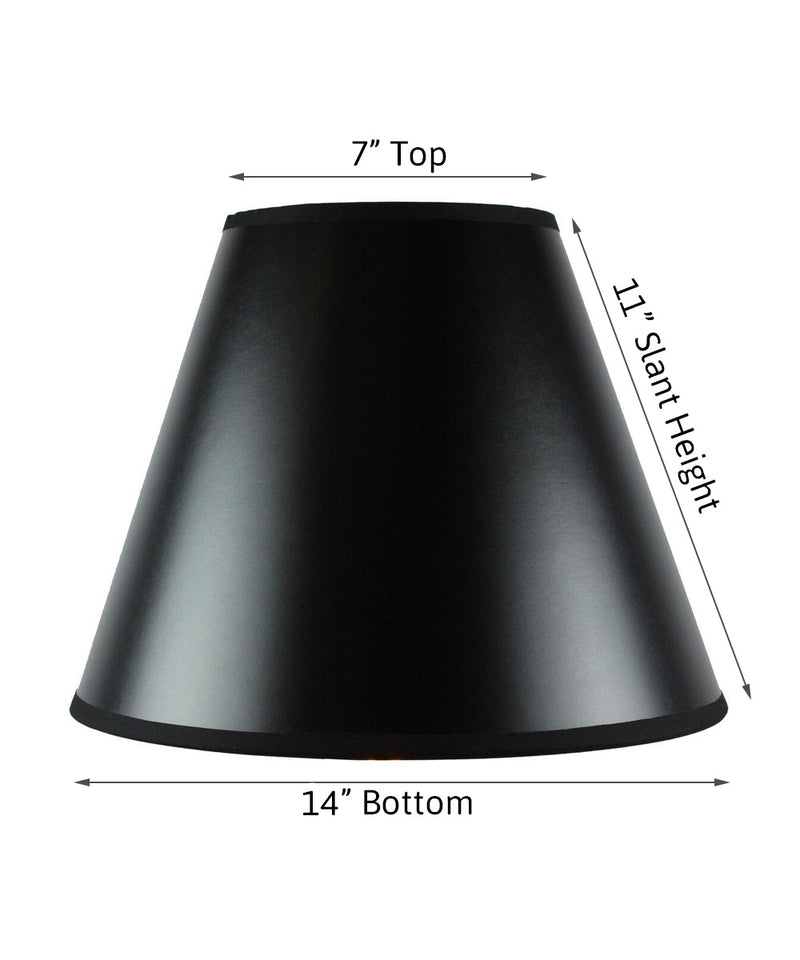 14"W x 11"H Bold Black with True Gold Lining Hard Back Empire Lampshade