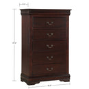 Contemporary Louis Philip Cherry Chest With Five Drawers Solid Wood Ample Storage - Cherry by HouseOfZazla