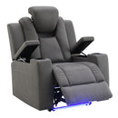 Leuco - Power Motion Recliner With Cup Holder, Control, LED & Power Headrest - Gray by Unique Piece Furniture