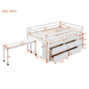 Loft Bed With Retractable Writing Desk And 4 Drawers, With Lateral Portable Desk And Shelves by HouseOfZazla
