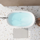Freestanding Oval Bathtub With Overflow And Pop Up Drain, Double Walled Design - Gloss White by HouseOfZazla