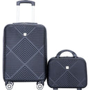 2Piece Luggage Sets ABS Lightweight Suitcase, Spinner Wheels, (20/14) BLACK