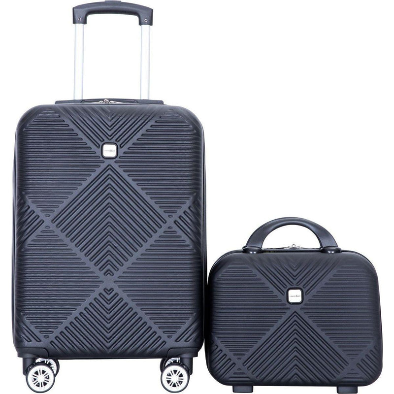 2Piece Luggage Sets ABS Lightweight Suitcase, Spinner Wheels, (20/14) BLACK