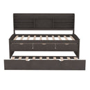 Captain Bed With Built In Bookshelves, 3 Storage Drawers, And Trundle