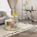 White Marble Pattern Round Coffee Table