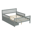Platform Bed With Guardrails On Both Sides And 2 Storage Drawers by HouseOfZazla