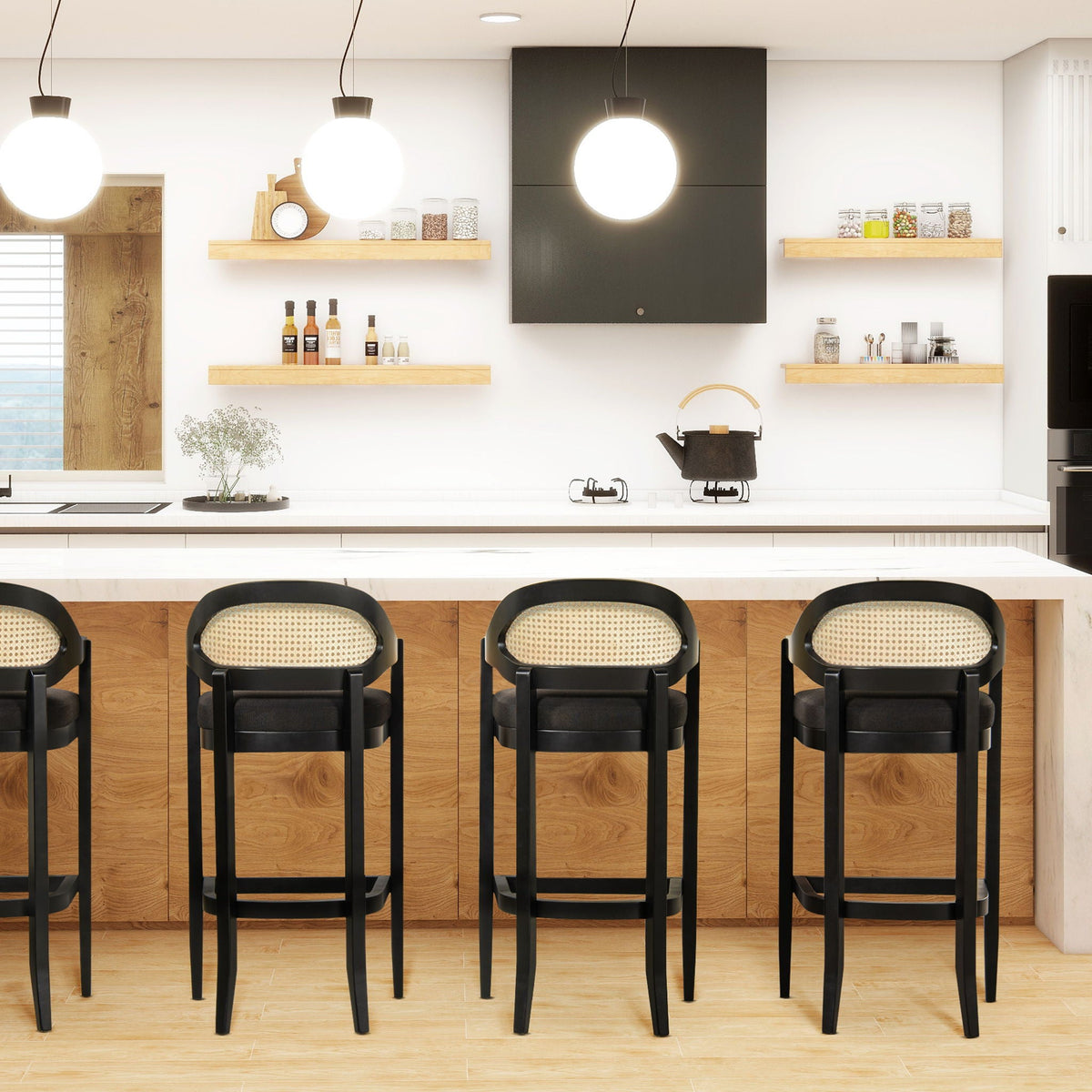 Americana - Mid-Century Modern Cane Back Counter Stool, photo 18 of 35