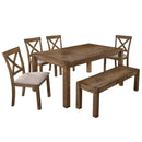 Dining Set With Table, Bench And 4 Chairs - Oak by HouseOfZazla