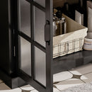 Modern Bathroom Vanity With Ceramic Sink, Tempered Blurred Glass Doors by HouseOfZazla