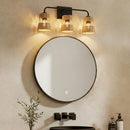 Moonlit - 3 Lights Wall Sconce With Shade, Bathroom Lighting Fixtures Over Mirror - Black / Rattan by HouseOfZazla