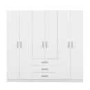 6-Doors Wooden Wardrobe Storage for Bedroom, with Big Drawers, White