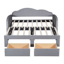 Upholstered Daybed With Cloud-Shaped Backrest, Trundle & 2 Drawers And USB Ports