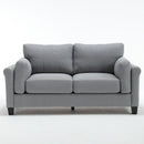 68.5" Modern Style Button Tufted Linen Upholstered Loveseat Sofa, Two Seat Sofa Couch, Living Room Sofa for Home or Office, Gray