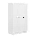 3-Door Shutter Wardrobe with shelves, White