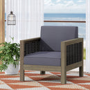 Outdoor Acacia Wood Club Chair With Wicker Accents by HouseOfZazla