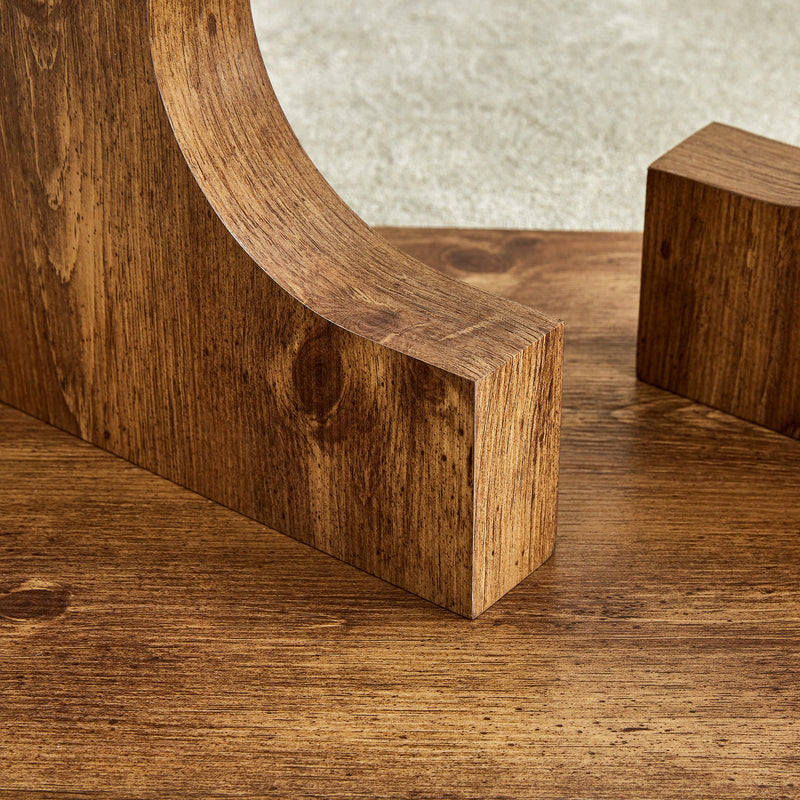 A rectangular modern and fashionable coffee table with tempered glass tabletop and wooden color MDF legs. Suitable for living room.47.2"x25.5"x18"