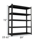 59' Wide Black Metal Shelves, with 5 Removable Dividers, Large Capacity, Strong Load Bearing, Suitable for Garage, Kitchen and Office.