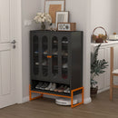 Modern Metal Shoe Cabinet With DoublebSided Doors And Adjustable Partitions